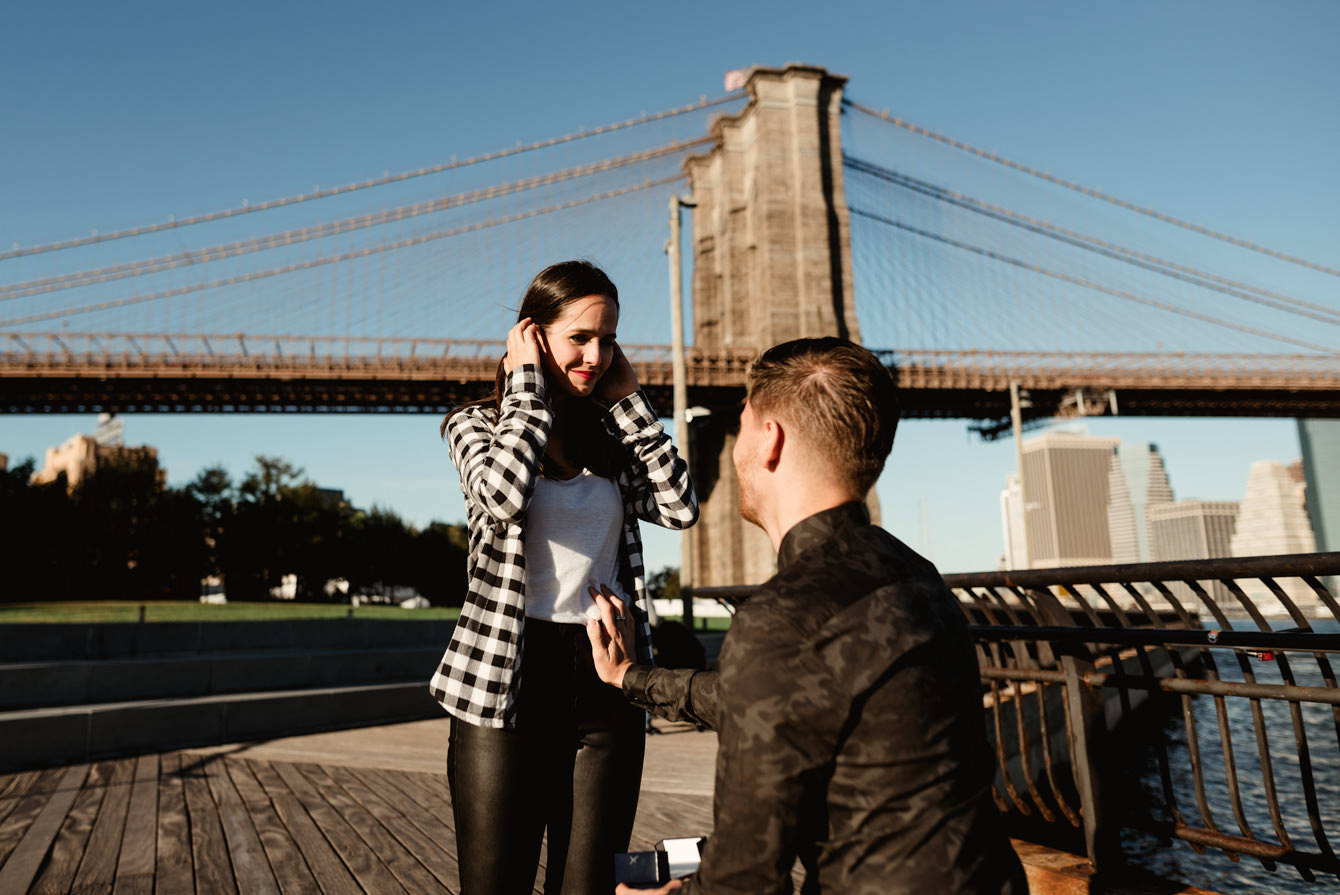 Sunrise Surprise Proposal Brooklyn Bridge